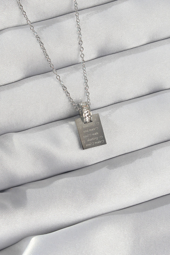 EBJ 316L Stainless Steel Chain Silver Color Zircon Stone Love Letter Necklace - Adelanto