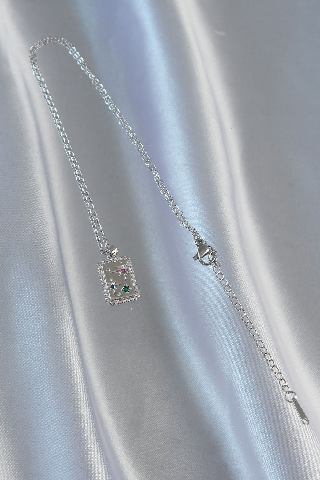 EBJ 316L Stainless Steel Chain Silver Color Colorful Zircon Stone Vintage Necklace - Lehrte