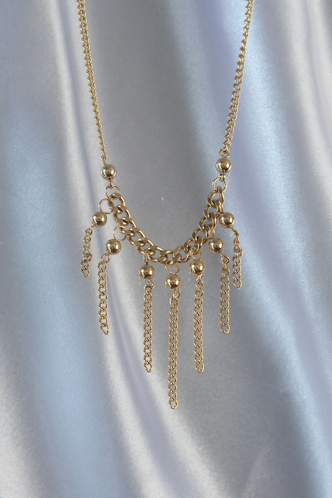 EBJ 316L Steel Chain Gold Color Tassel Detail Dangling Chain Necklace - Richmond