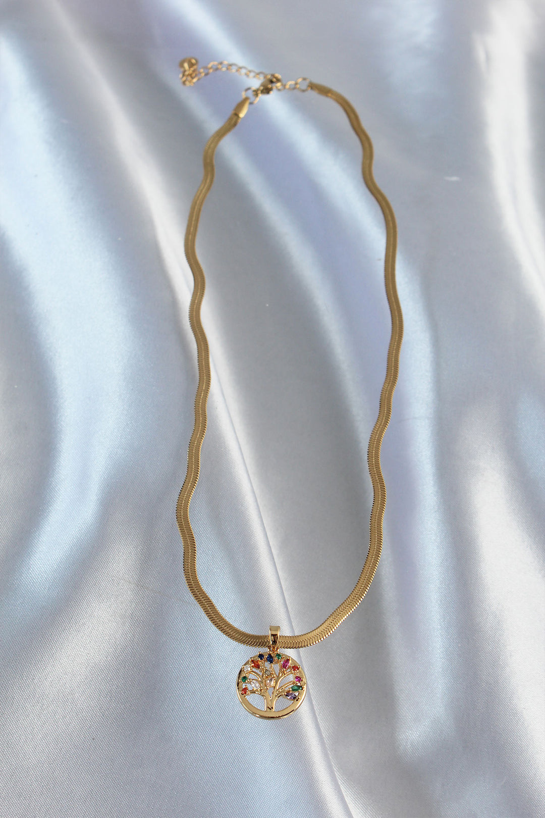 EBJ 316L Steel Chain Gold Color Italian Chain Colorful Zircon Stone Tree of Life Necklace - Chilliwack