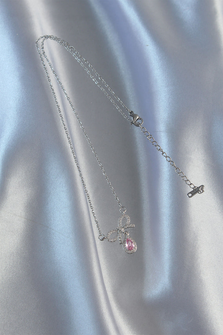 EBJ 316L Stainless Steel Silver Color Pink Zircon Stone Drop Necklace - Palm Bay