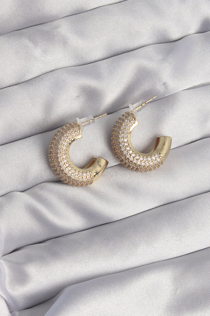 EBJ Half Hoop Earrings with Gold Color Zircon Stone - Canicattì