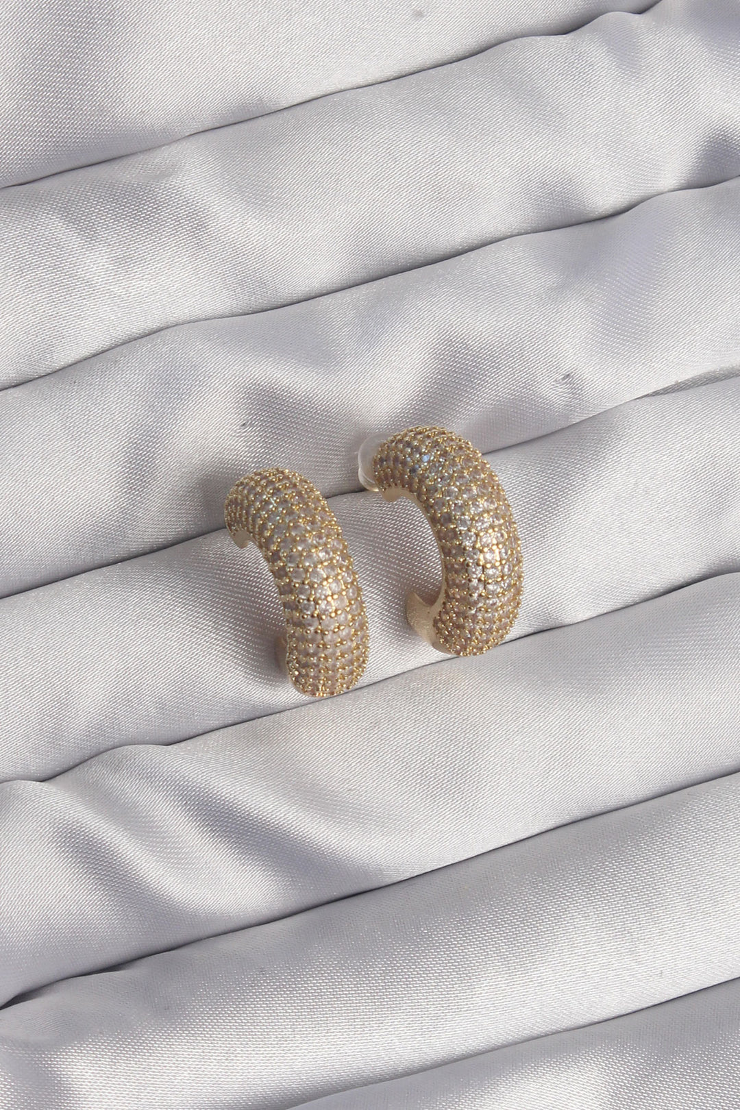 EBJ Half Hoop Earrings with Gold Color Zircon Stone - Canicattì
