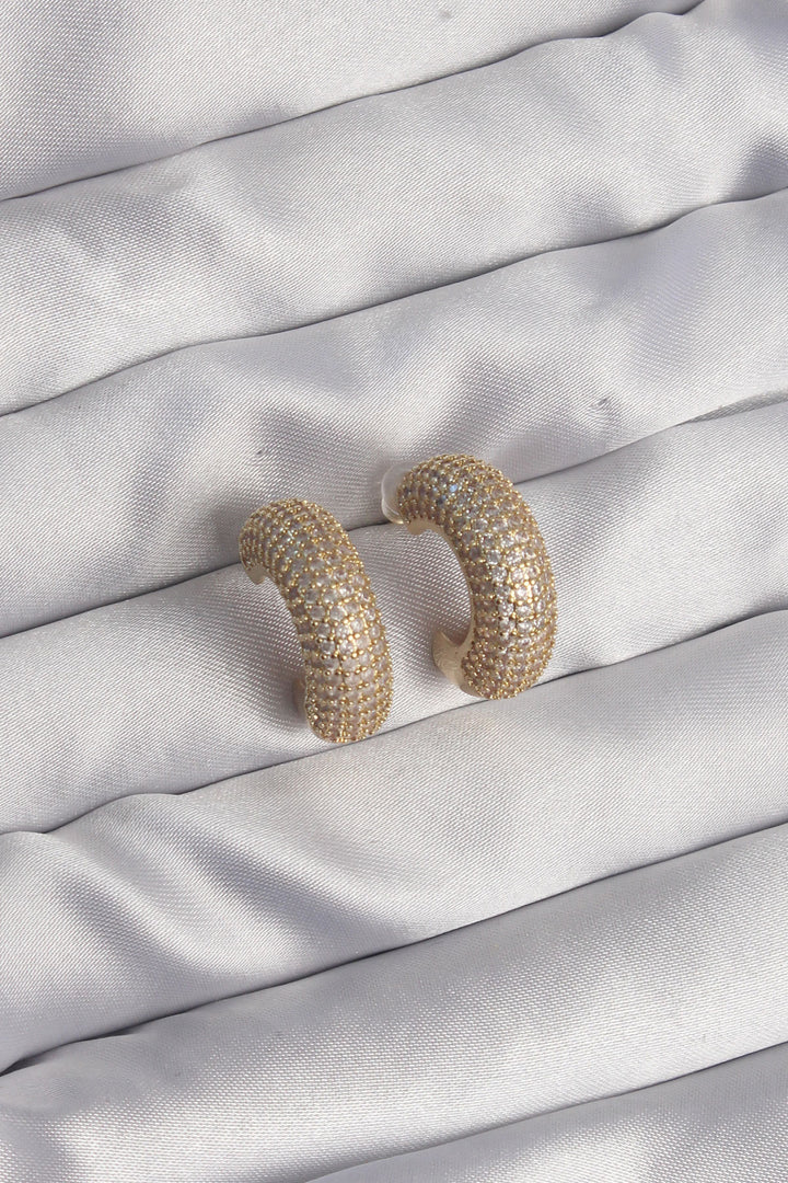 EBJ Half Hoop Earrings with Gold Color Zircon Stone - Canicattì
