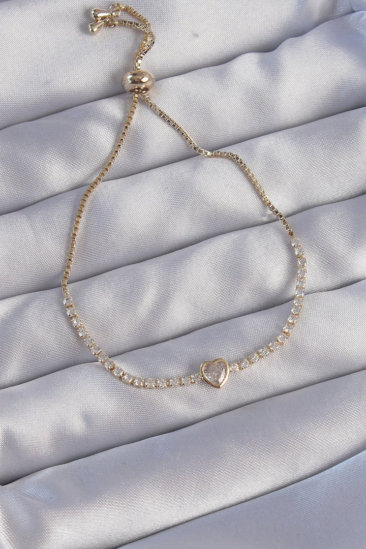 EBJ Rice Gold Color Zircon Stone Charm Model Elevator Bracelet - Caltanissetta