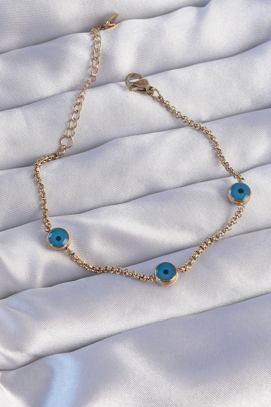 EBJ 316L Steel Gold Color Evil Eye Bead Designed Bracelet - Weston