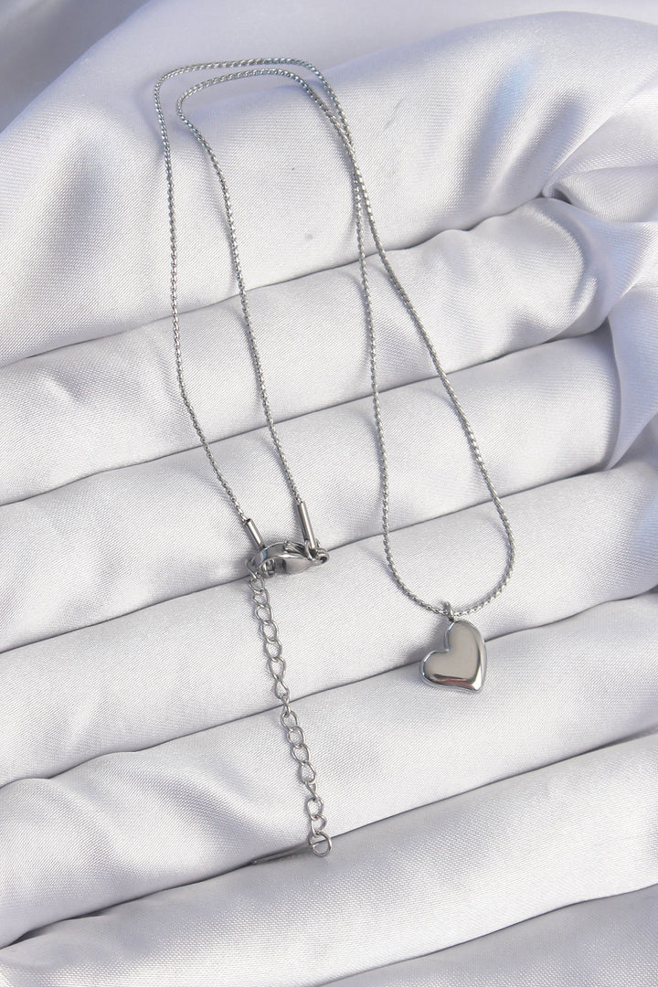 EBJ 316L Stainless Steel Silver Color Minimal Heart Design Necklace - Cagliari
