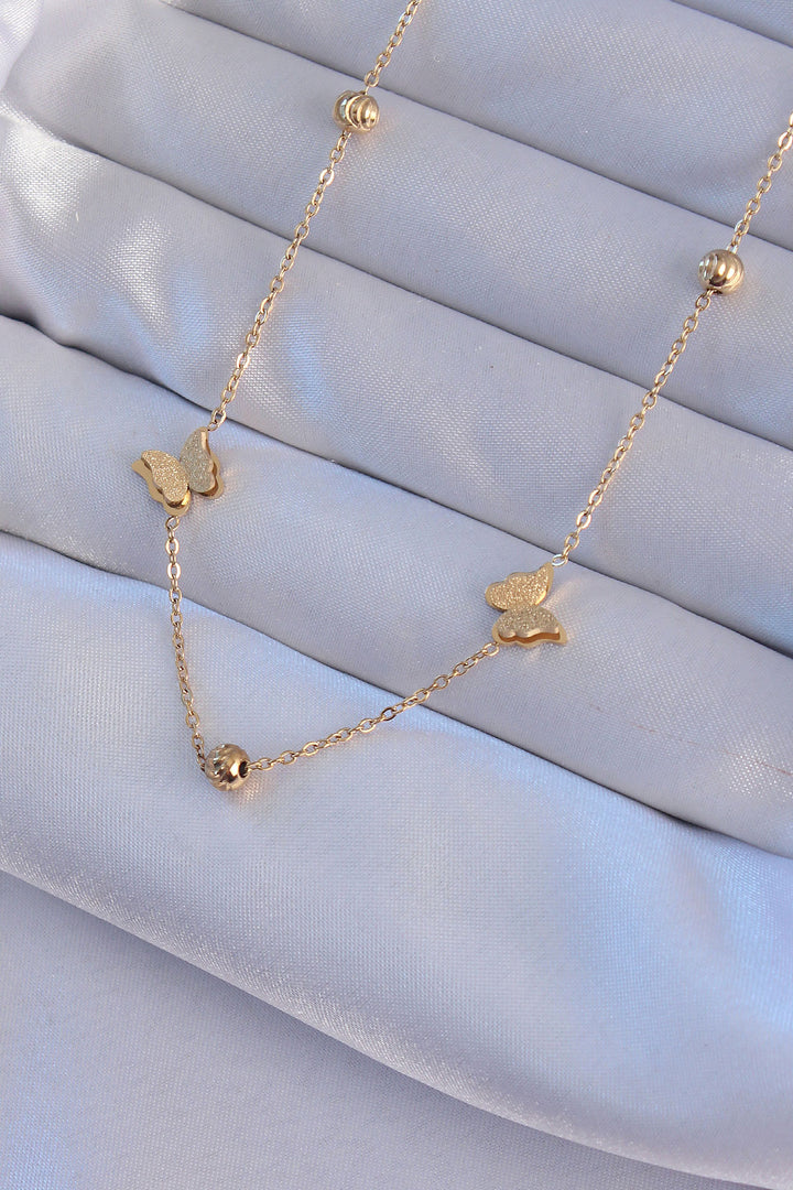 EBJ 316L Steel Gold Color Butterfly Necklace - New York