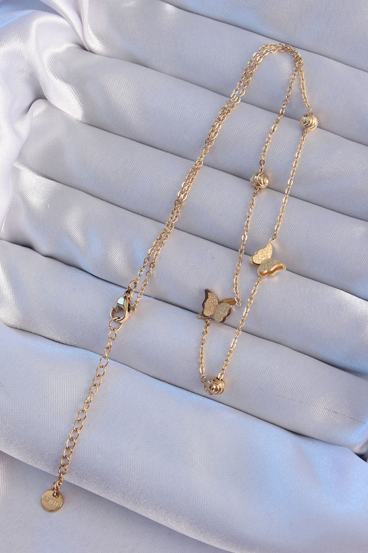 EBJ 316L Steel Gold Color Butterfly Necklace - New York