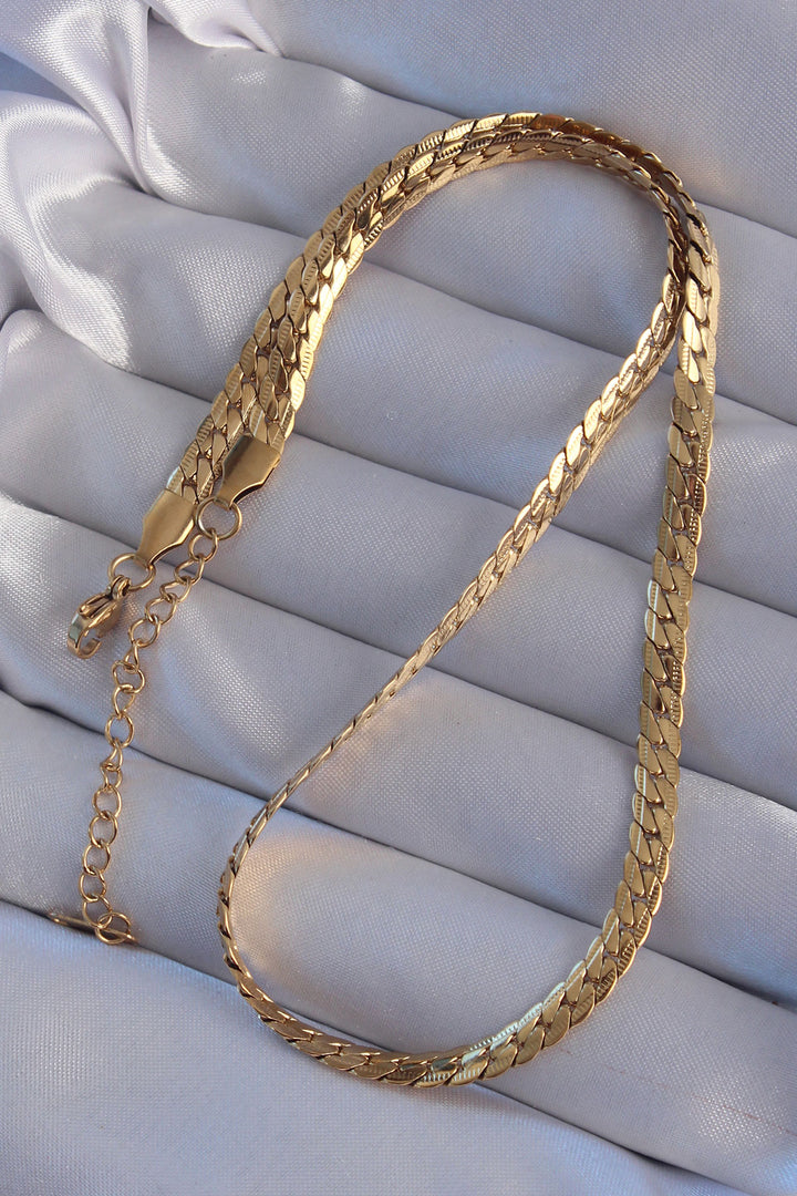 EBJ 316L Steel Gold Color Flat Spiral Chain Model Necklace - West Haven