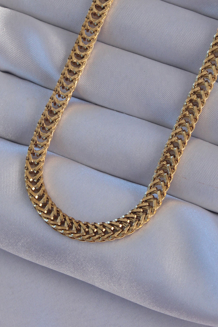EBJ 316L Steel Gold Color Fishbone Pattern Necklace - Dundee