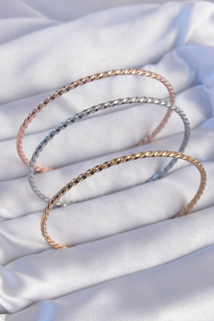EBJ 316L Stainless Steel Colorful Thin Spiral Pattern Ajda Bracelet Set - Laindon