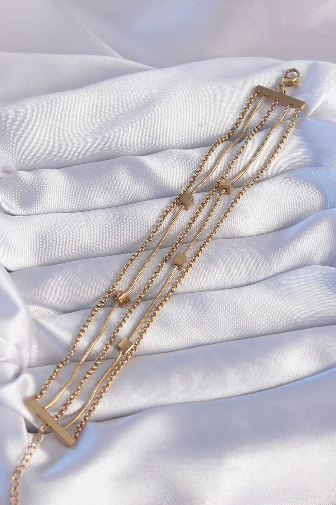EBJ 316L Steel Gold Color Cube Designed Multi Bracelet - Morelia