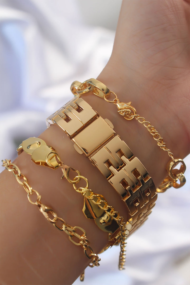 EBJ Gold Color Metal Strap Watch and Bracelet Combination - Innsbruck