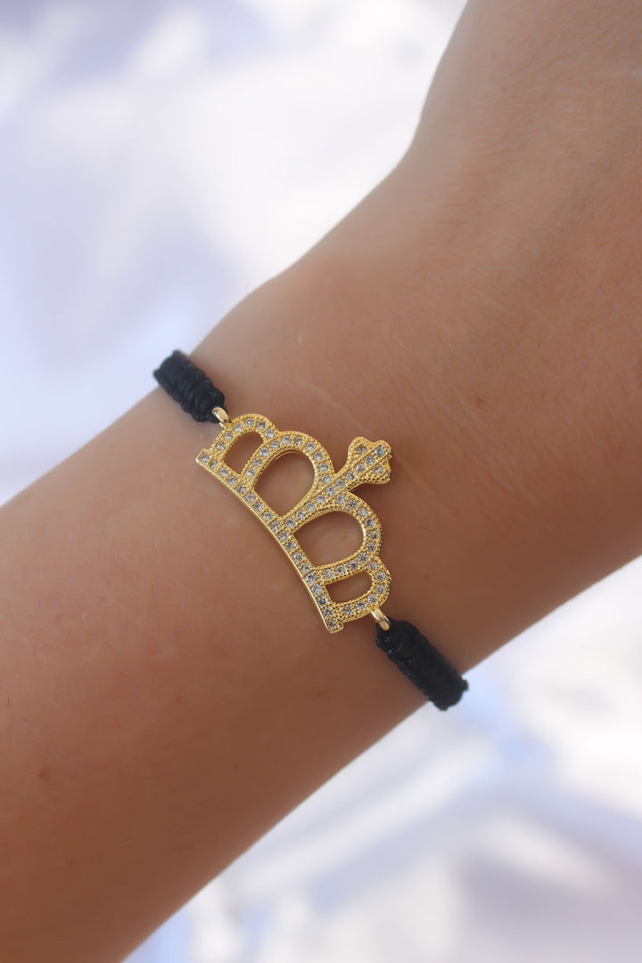 EBJ Macrame Bracelet with Gold Color Crown Figure and Zircon Stone - Kharkiv