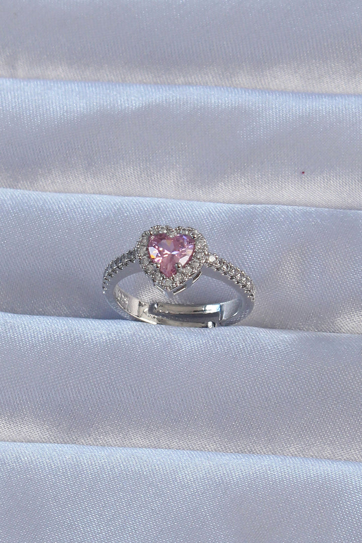 EBJ Rice Silver Color Pink Zircon Stone Adjustable Charm Ring - El Prat de Llobregat