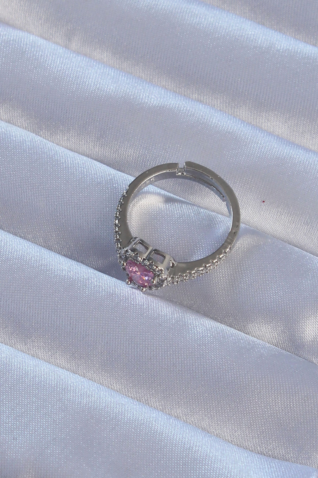 EBJ Rice Silver Color Pink Zircon Stone Adjustable Charm Ring - El Prat de Llobregat