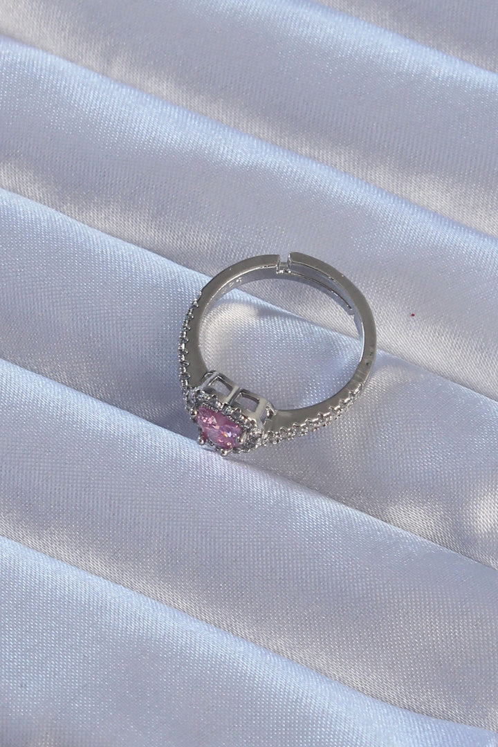 EBJ Rice Silver Color Pink Zircon Stone Adjustable Charm Ring - El Prat de Llobregat