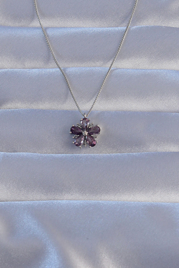 EBJ Rice Silver Color Purple Zircon Stone Daisy Necklace - Braunschweig
