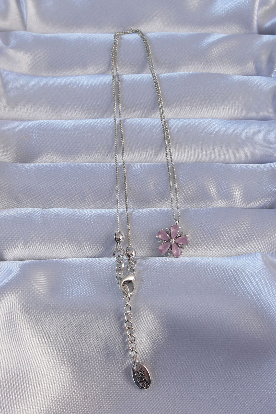EBJ Rice Silver Color Pink Zircon Stone Daisy Necklace - Tepotzotlán