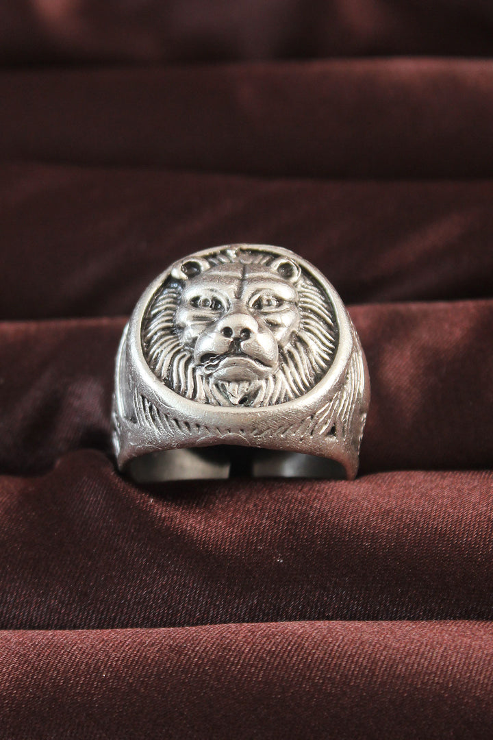 EBJ Silver Color Lion Shaped Adjustable Men's Ring - Fontana