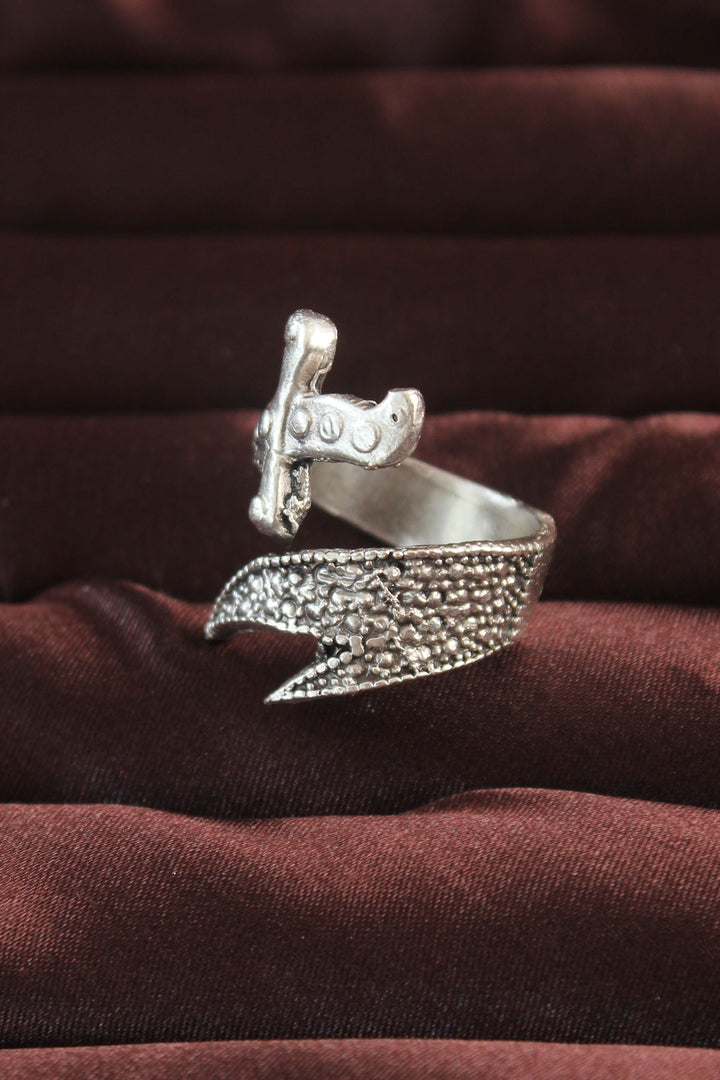 EBJ Silver Color Sword Figured Adjustable Men's Ring - Pinellas Park