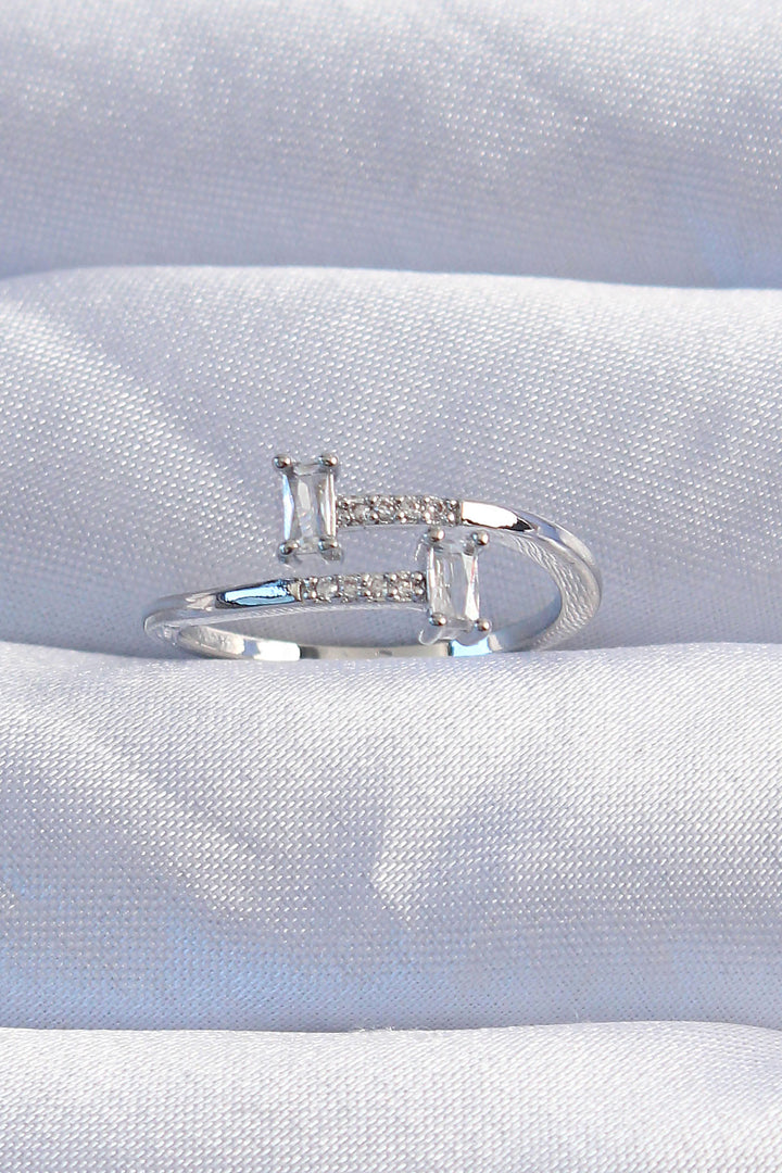 EBJ Adjustable Geometric Ring with Rice Silver Color Zircon Stone - Abbotsford