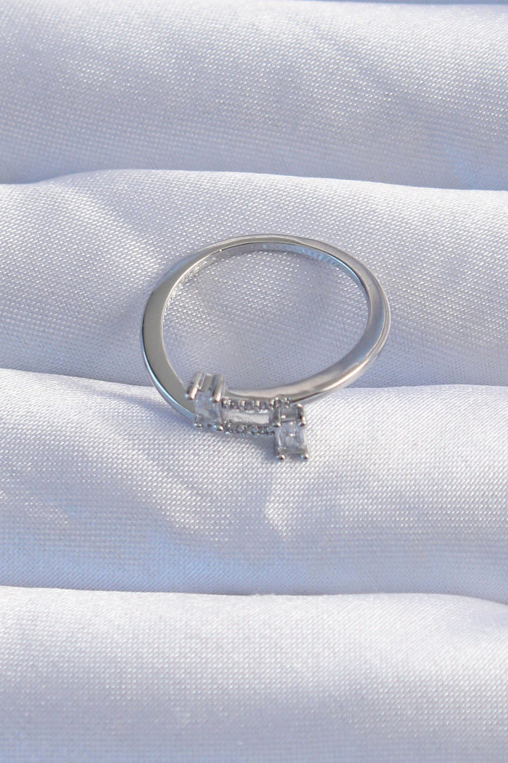 EBJ Adjustable Geometric Ring with Rice Silver Color Zircon Stone - Abbotsford