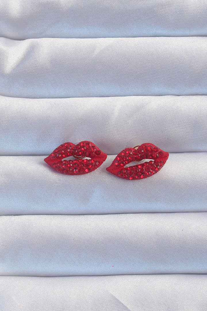 EBJ Rice Zircon Stone Red Lip Model Earring - Salaberry-de-Valleyfield