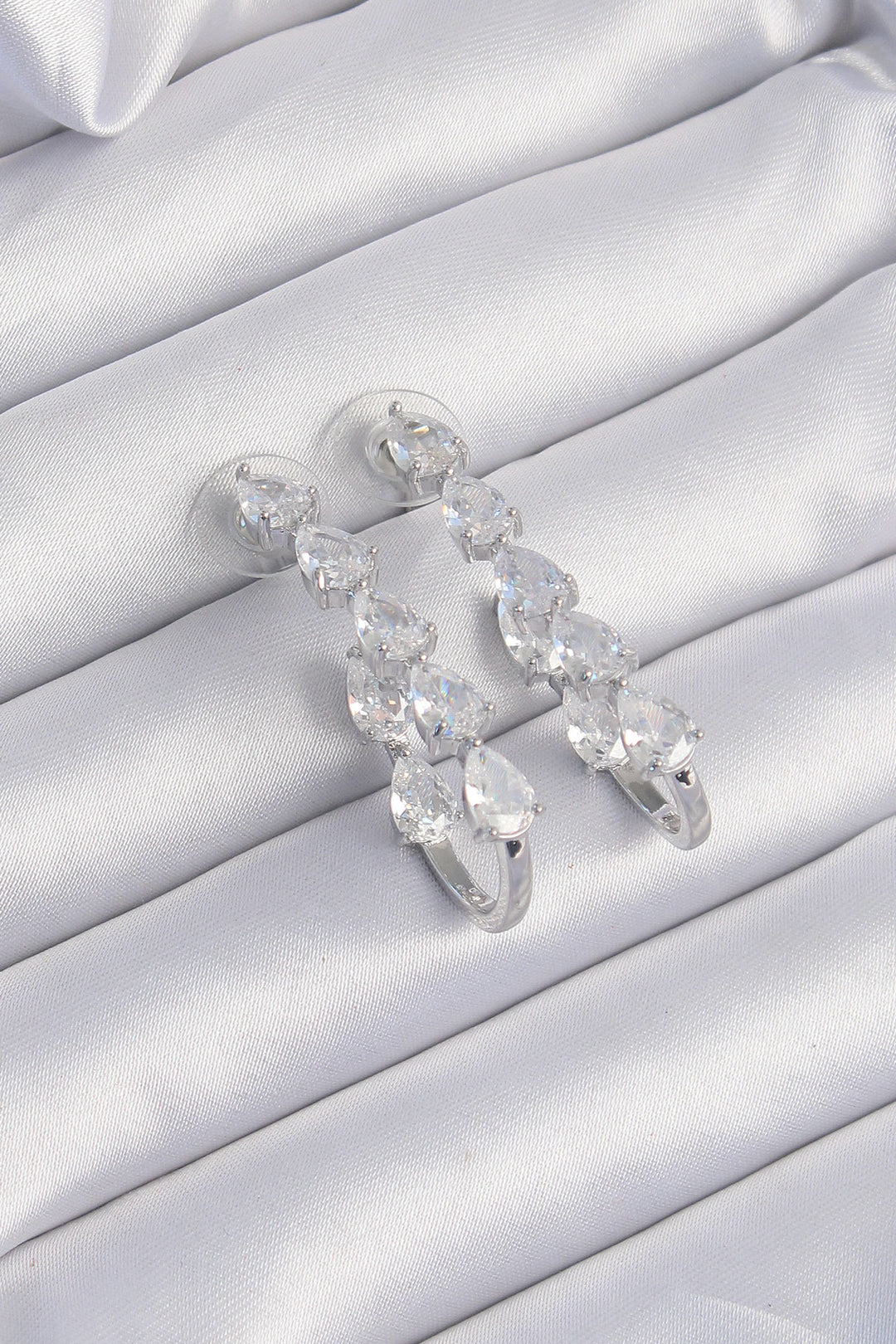 EBJ Rice Silver Color Drop Zircon Stone Designed Earring - Lafayette