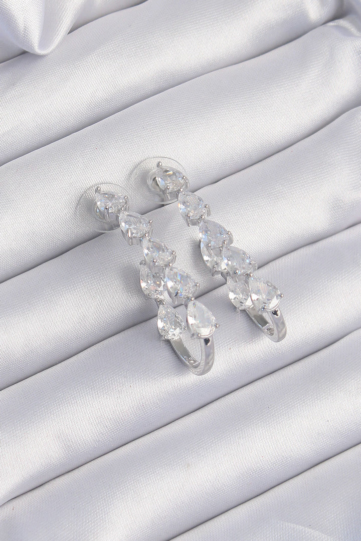 EBJ Rice Silver Color Drop Zircon Stone Designed Earring - Lafayette