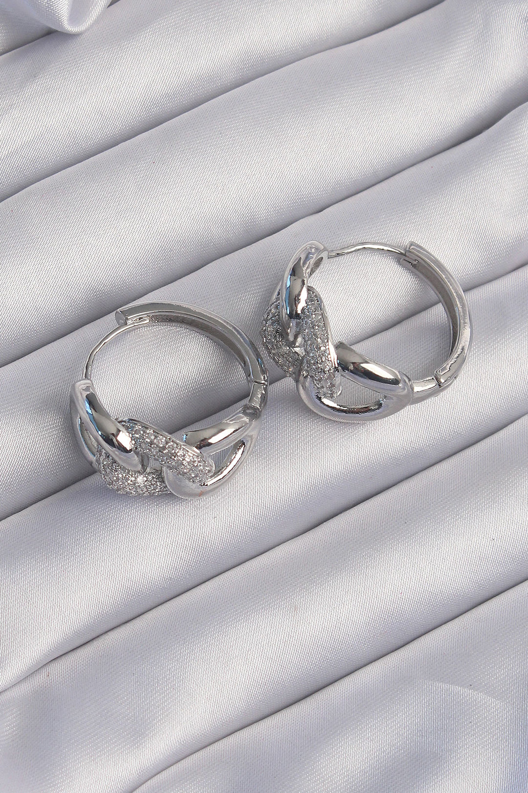 EBJ Rice Silver Color Milky Way Earrings with Zircon Stone - Long Beach