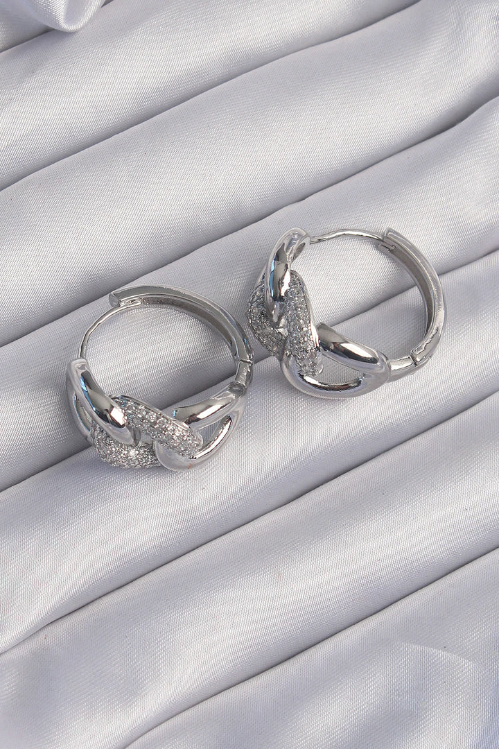 EBJ Rice Silver Color Milky Way Earrings with Zircon Stone - Long Beach