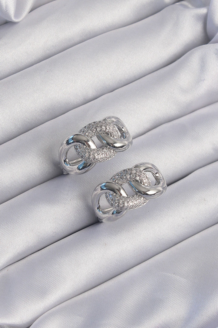 EBJ Rice Silver Color Milky Way Earrings with Zircon Stone - Long Beach