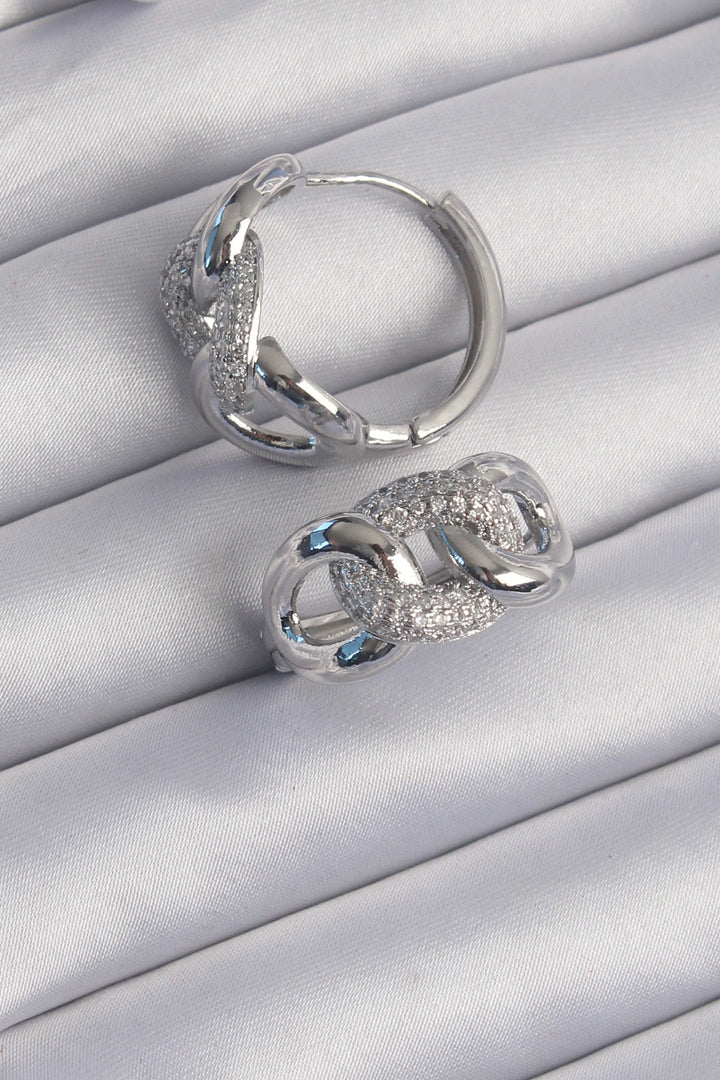 EBJ Rice Silver Color Milky Way Earrings with Zircon Stone - Long Beach