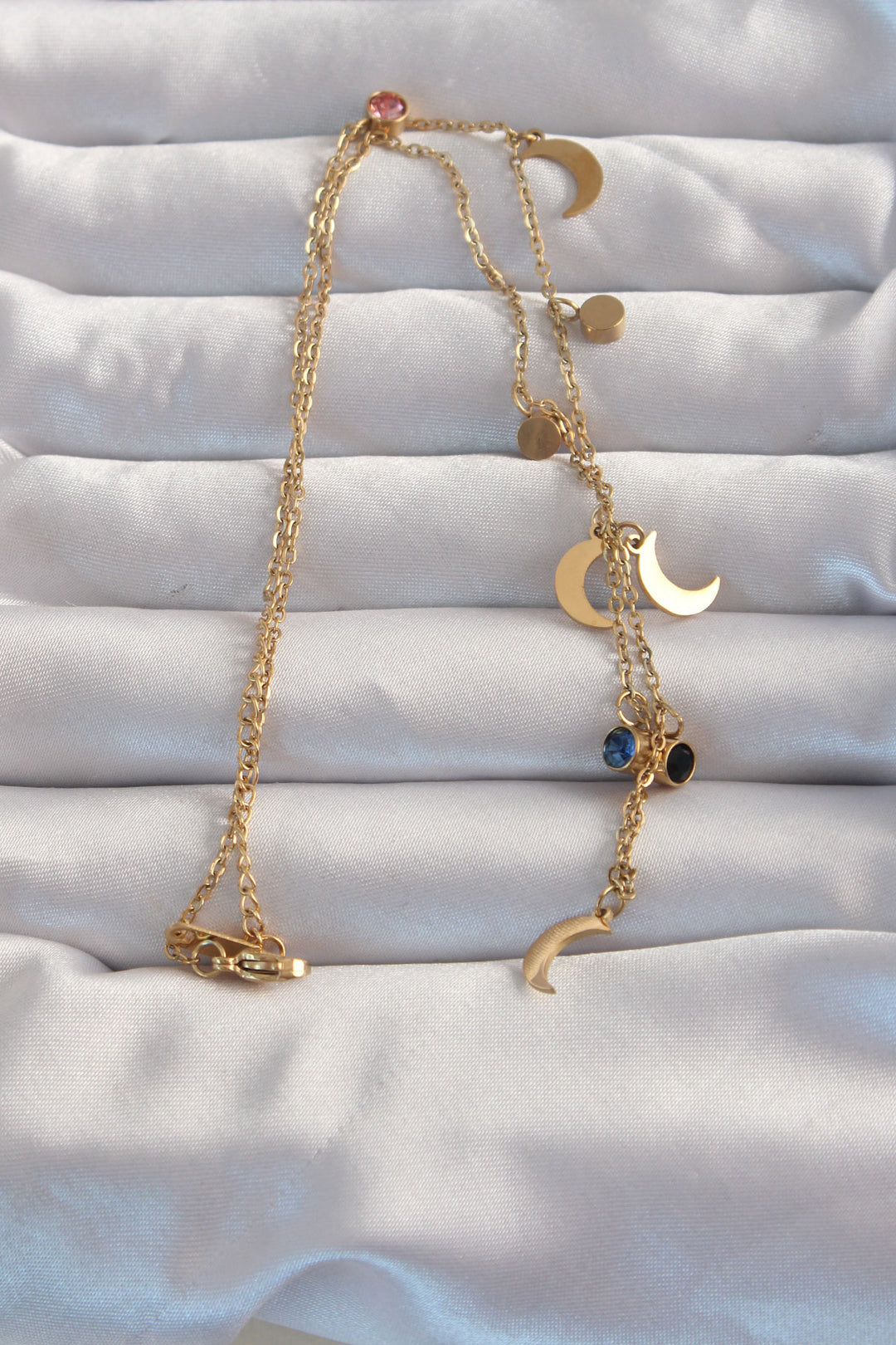 EBJ 316L Steel Gold Color Moon Model Colorful Zircon Stone Necklace - Apaseo el Alto