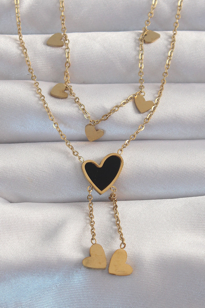 EBJ 316L Steel Gold Color Enamel Multi Heart Necklace - Yajalón
