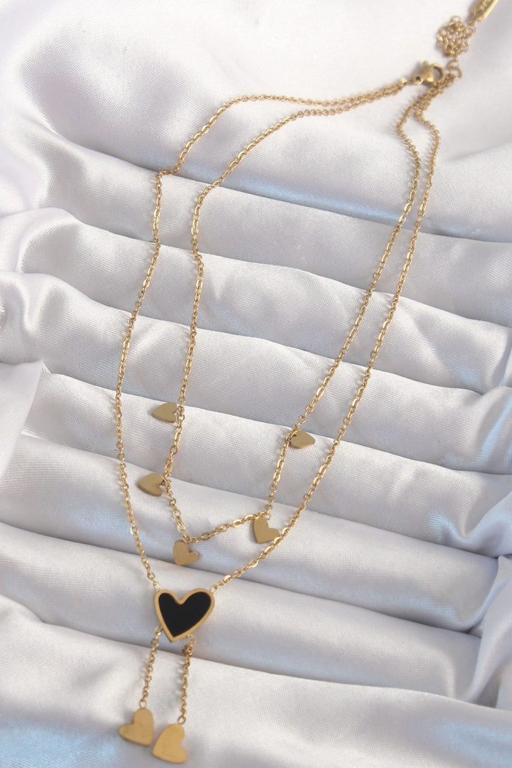 EBJ 316L Steel Gold Color Enamel Multi Heart Necklace - Yajalón