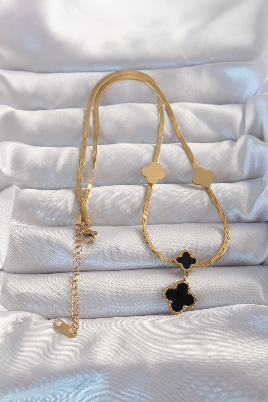 EBJ 316L Steel Gold Color Italian Chain Enamel Clover Necklace - Atenco