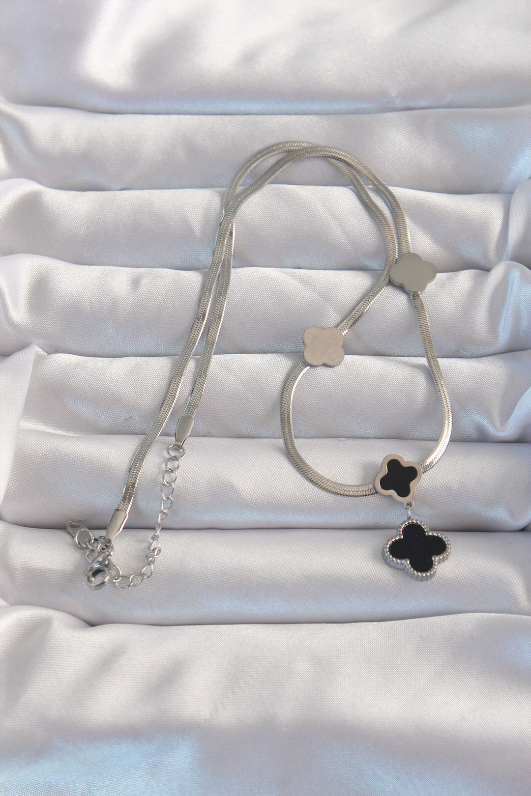 EBJ 316L Stainless Steel Silver Color Italian Chain Enamel Clover Necklace - Iesi