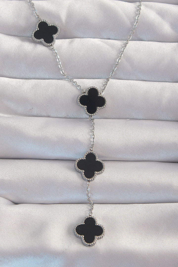 EBJ 316L Stainless Steel Silver Color Enamel Clover Pendant Necklace - Urbandale