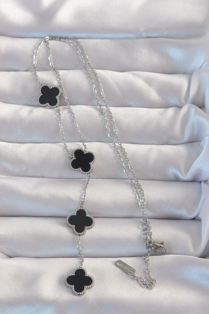 EBJ 316L Stainless Steel Silver Color Enamel Clover Pendant Necklace - Urbandale