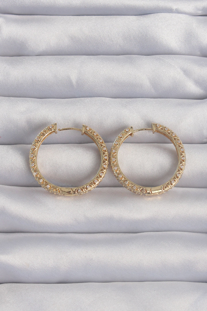 EBJ Gold Color Zircon Stone Detailed Ring Earrings - Tapachula