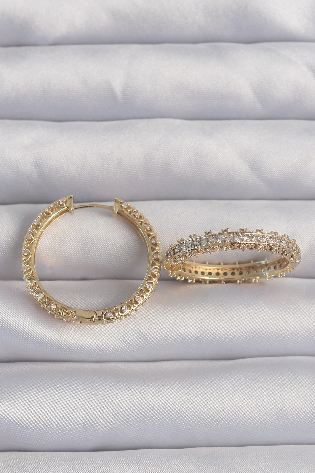 EBJ Gold Color Zircon Stone Detailed Ring Earrings - Tapachula