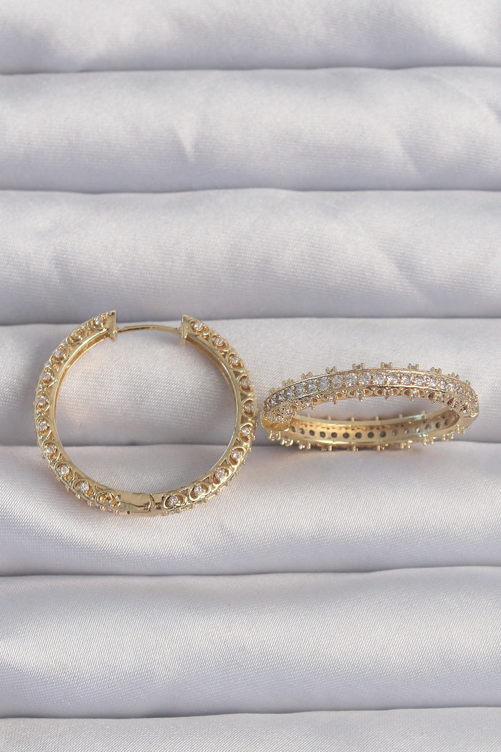 EBJ Gold Color Zircon Stone Detailed Ring Earrings - Tapachula