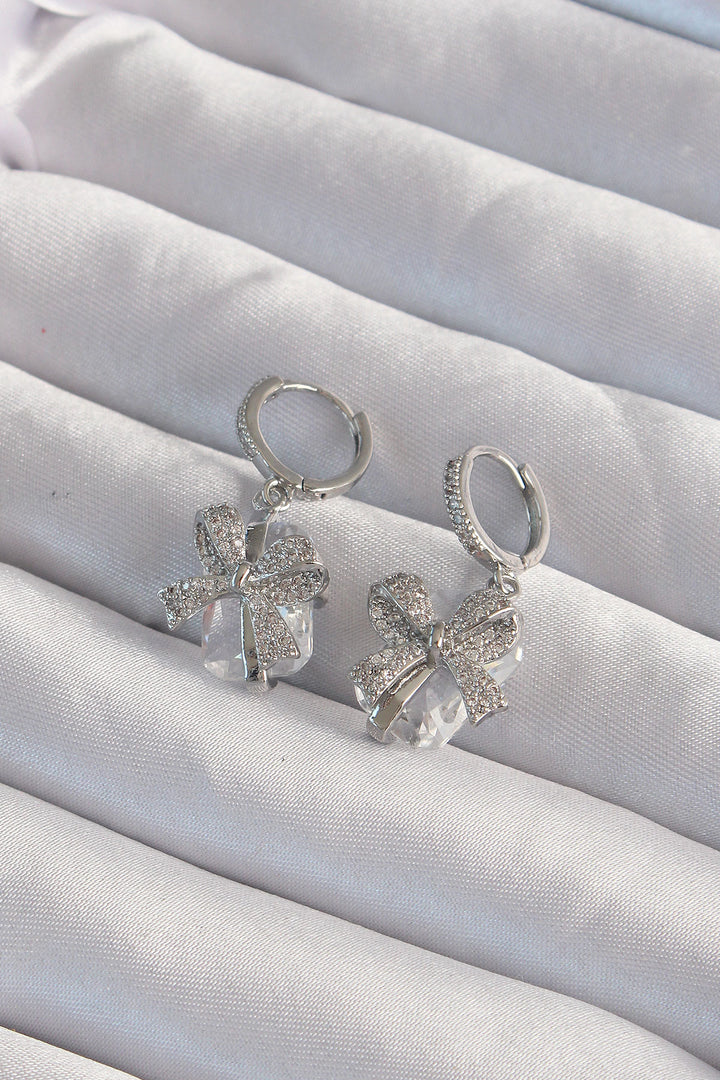 EBJ Silver Color Large Zircon Stone Bow Model Hoop Earring - Fontenay-sous-Bois