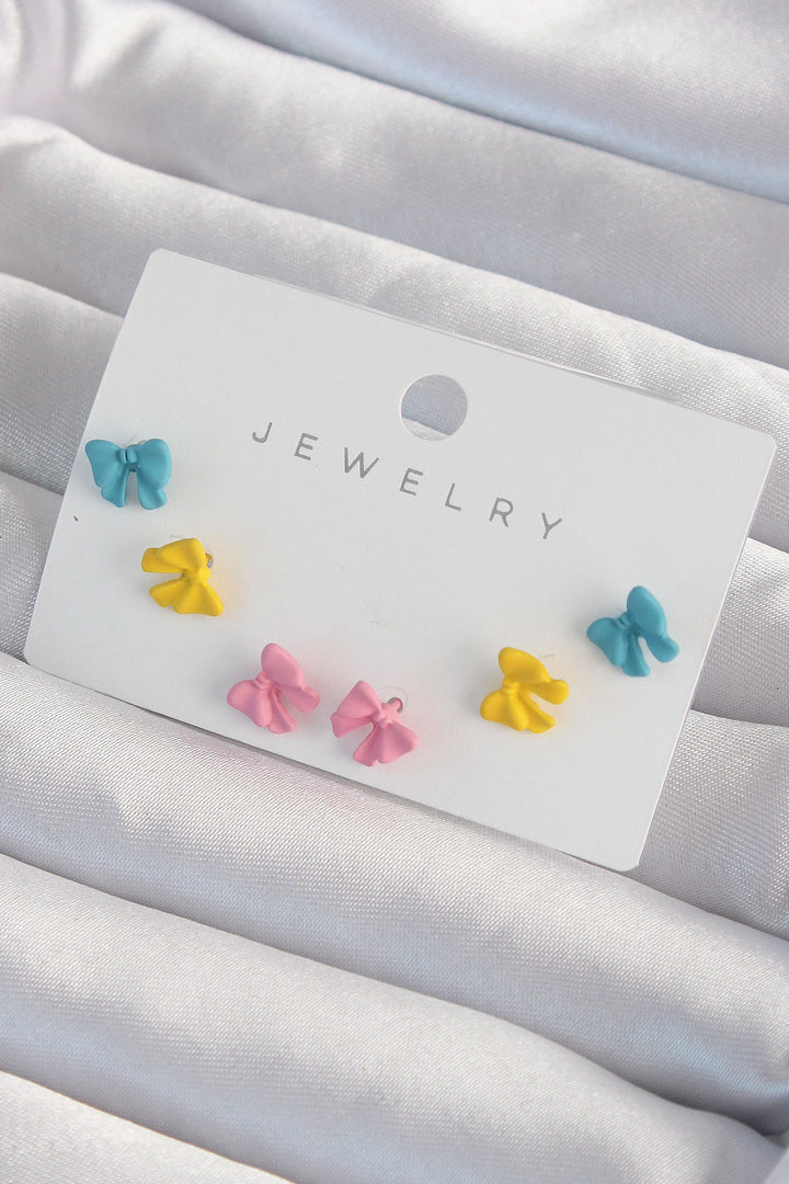 EBJ Colorful Enamel Minimal Bow Earring Set - Bradenton