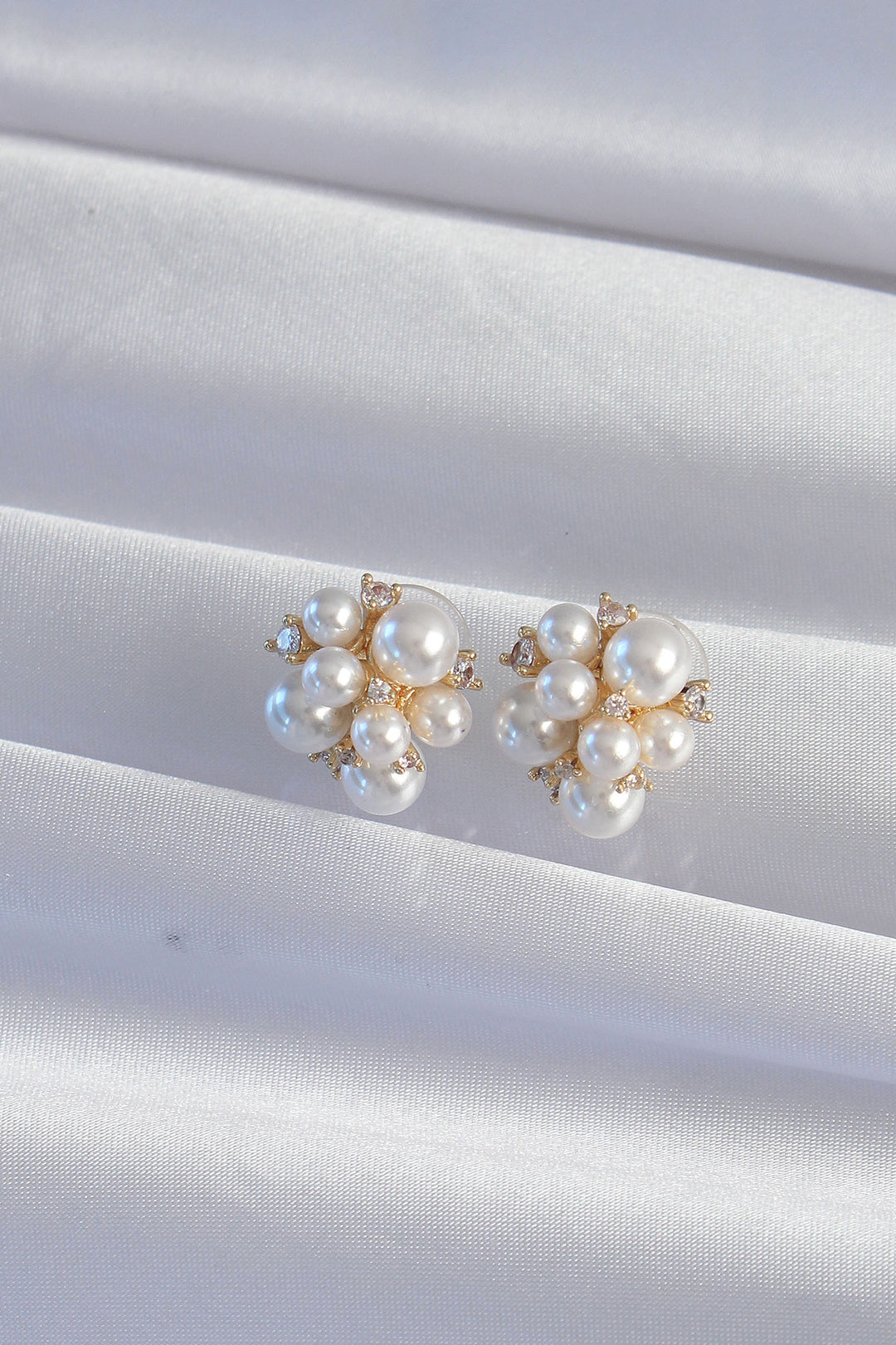 EBJ Earrings with Rice Gold Color Zircon Stone and Small Pearl Design - Campbell River
