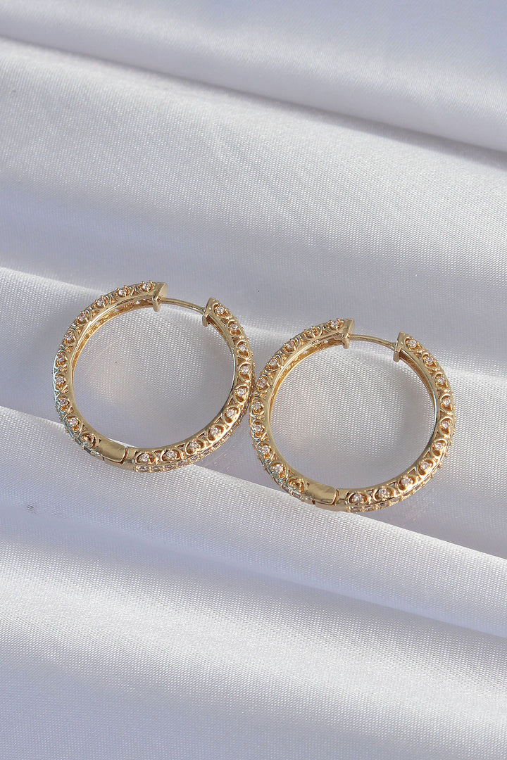 EBJ Gold Color Zircon Stone Detailed Ring Earrings - Tapachula