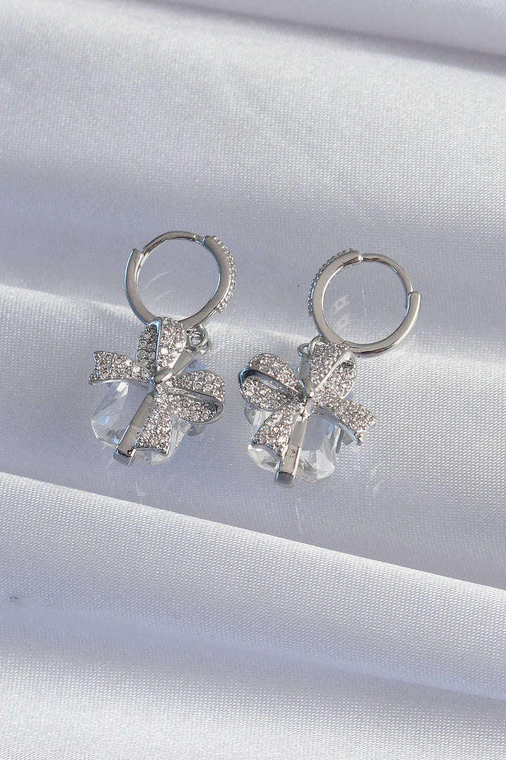 EBJ Silver Color Large Zircon Stone Bow Model Hoop Earring - Fontenay-sous-Bois